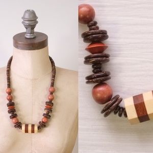 vintage wood necklace | wooden beaded necklace